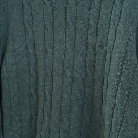 Brooks Brothers Wool Cable Knit Green Mens Large Preppy Ivy League Classic Cozy - Picture 3 of 7